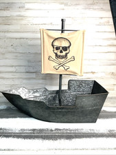 Rare Pottery Barn Metal Pirate Ship Ice Bucke...