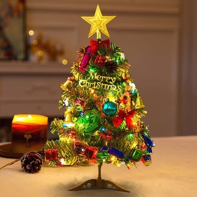 Mini Weihnachtsbaum mit LED Beleuchtung50cm Tischplatte Weihnachtsbaum mit Deko