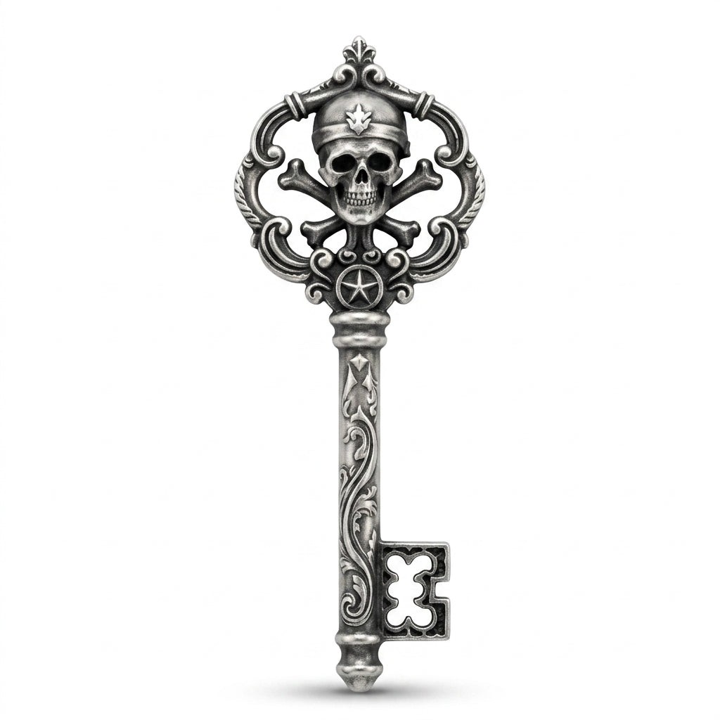 Skeleton Key 1 oz Gold Spartan 999+ Pure Silver Statue – Luxury Collectible Gift