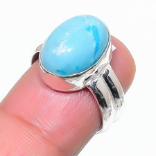 Blue Larimar Gemstone Handmade 925 Sterling Silver All Size Ring For Gift