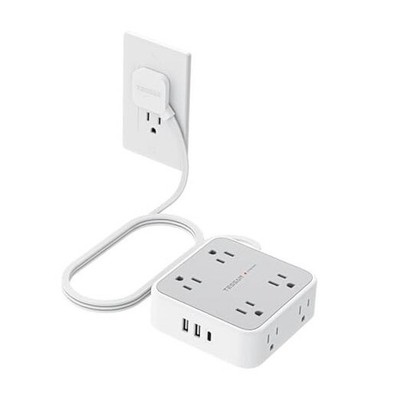 TESSAN Surge Protector Power Strip, 5 Ft Flat Plug 5 feet Grey with 1 USB C