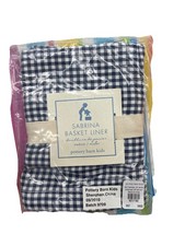 Pottery Barn Kids Sabrina Wicker Basket Liner Medium Navy And White Gingham H89