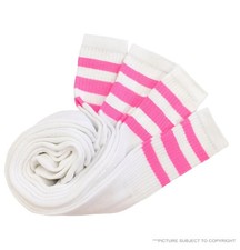 4 PAIRS TUBE SOCKS PINK Stripes LONG OLD SCHOOL SOCKS 10-15