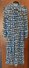 Prada Abstract Blue White Black  Shirt Midi Dress Long Sleeve IT 38