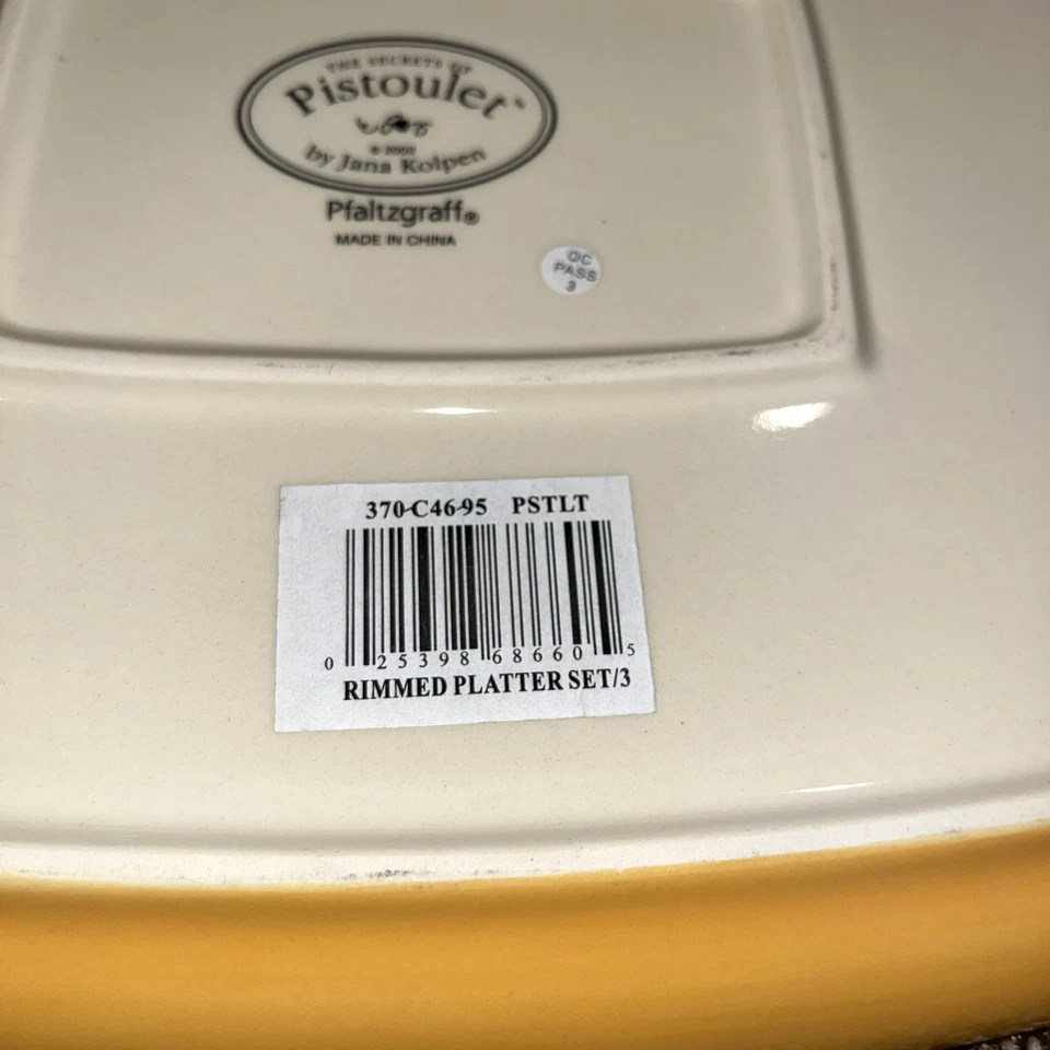 Serving tray W/handle Pistoulet- Nesting Yellow & Blue Sunflowers Rectangle 15” - Image 3 of 4