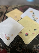 Vintage Lot Of 4 Embroidered Hankies