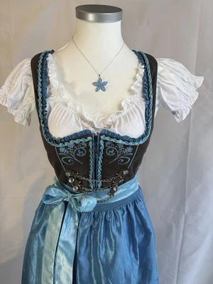 SPIETH & WENSKY DIRNDL Gr. 36 BRAUN / TÜRKIS MIDI inkl. Bluse & Schmuck - Bild 1 von 4