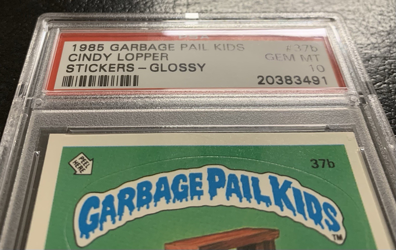 1985 Garbage Pail Kids OS1 Cindy Lopper 37b PSA 10 GEM MINT-RARE GLOSSY CARD TWT view 4