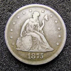 1875-S Liberty Seated 20c Twenty Cent - San Francisco Mint - 90% Silver - VG-F