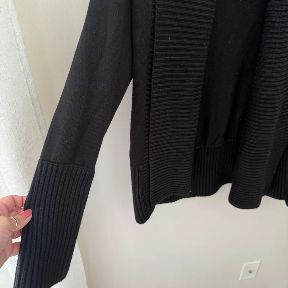 Suéter Cárdigan INC International Concepts Negro Frente Abierto Ribete Acanalado XL Foto 3 de 4