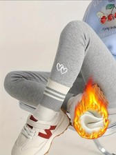 Girls Winter Fleece Lined Leggings Thick Pants Grey Size 9-10 Years