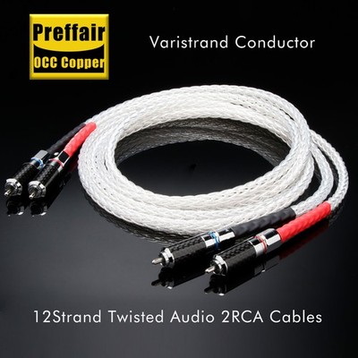 Pair Preffair Hi-Fi Cable OCC Copper Carbon Fiber/Rhodium Plugs XLR RCA 