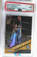 2018-19 Panini Prizm Ben Simmons Gold #ed /10 Go Hard Go Home Insert SSP PSA 9