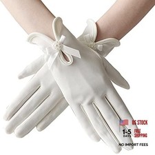 Floral Lace Gloves for Bridal Elegant Short Wrist Opera Gloves  Off-white
