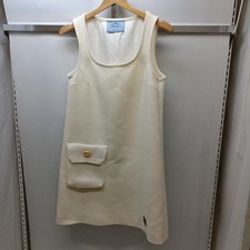 Prada Wool Sleeveless Dress Size 38 White Used