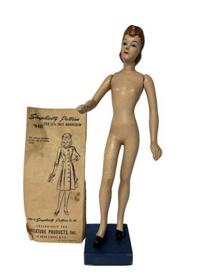 Vintage 1940s Latexture Sewing Countertop Mannequin Fashion doll 12 