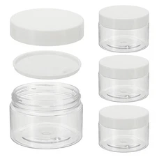 4 Round Plastic Jars with Lids, 120ml Wide Mouth Refillable Containers(White)