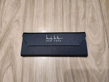 Nicole Miller Collapsable Glasses Case Black Green Felt Inside Silver Font