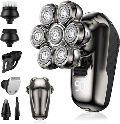Glatzenrasierer 7D 5-in-1 Akku Haarschneider Rasierer Elektrisch für Männer Nass Trocken