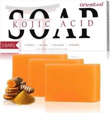 Kojic Acid Soap, Turmeric Soap Bar for Dark Spots, 3 Pack Fresh Citrus Scent,
