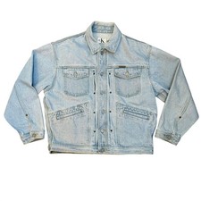 Vintage 90's Calvin Klein Jeans Mens Light Wash Denim Trucker Jacket Size L