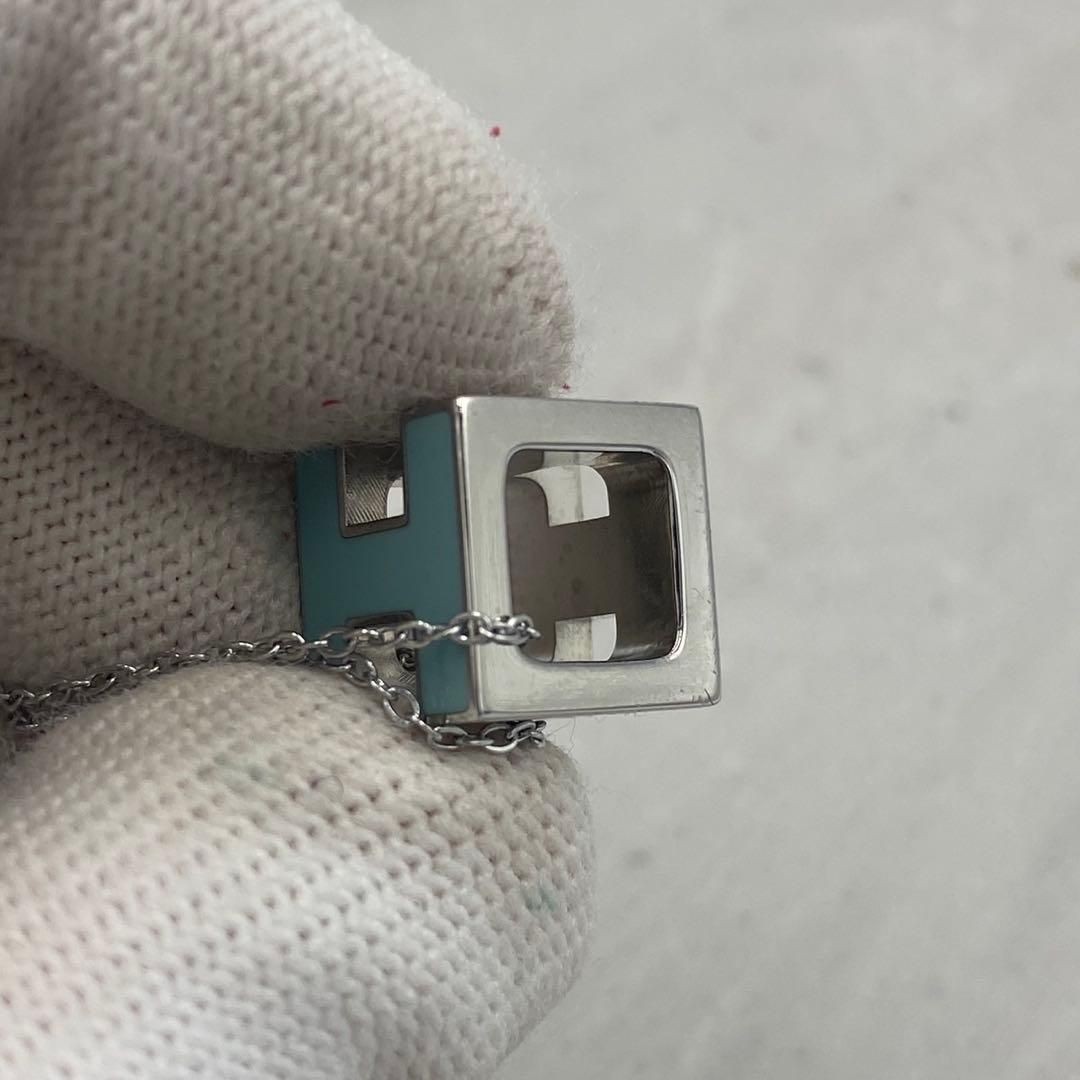 Excellent Condition HERMES Silver Cube Necklace 9… - image 7