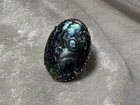 VINTAGE STERLING SILVER LARGE PAUA SHELL RING SIZE 6.75"
