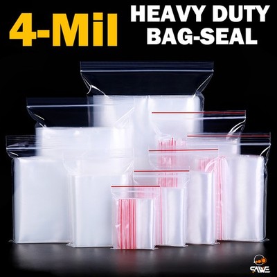 SAWE Plastic Reclosable Zip HEAVY-DUTY 4 Mil Resealable Zipper Seal Bags