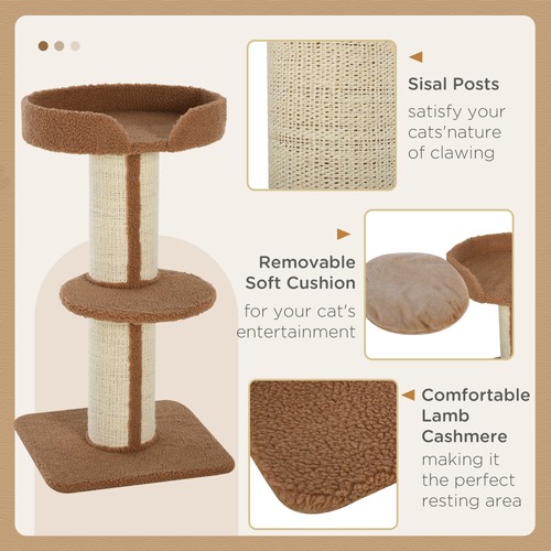 PawHut 91cm Scratching Posts Cat Tree Activity Centre for Indoor Cats Brown - Picture 7 of 11