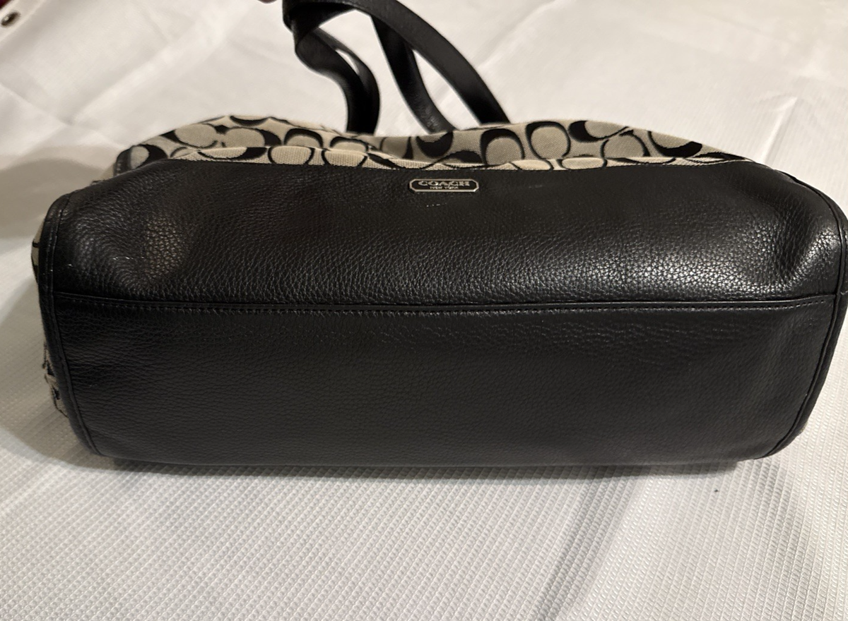 Coach Kathryn Triple Zip Satchel Tote Bag Black & Gray - Smooth
