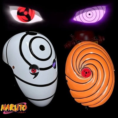Naruto Uchiha Obito LED Light Up White Cosplay Mask Anime Halloween Costume