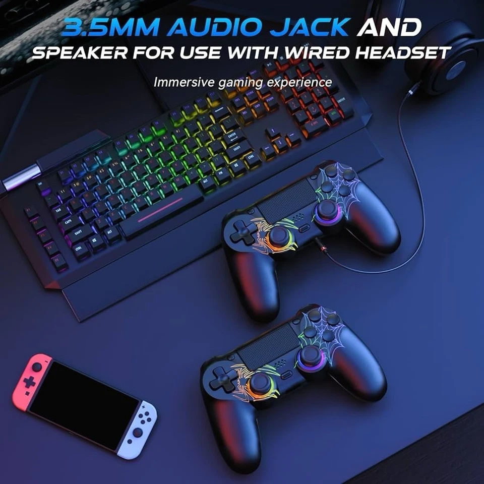 Wireless Controller für PS4/Pro/Slim/PC | RGB Beleuchtung | Dual Vibration| - Bild 2 von 4