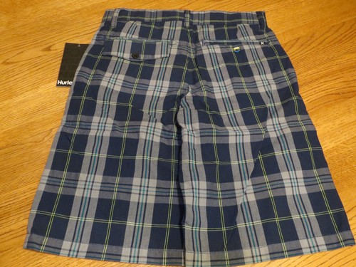 Boy's youth Hurley shorts Navy Blue 26" 8 plaid logo surf skate NEW 14265025-41 - Picture 2 of 2
