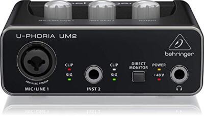 Behringer 2-input 2-output USB audio interface Black 1-Channel UM2 U-PHORIA