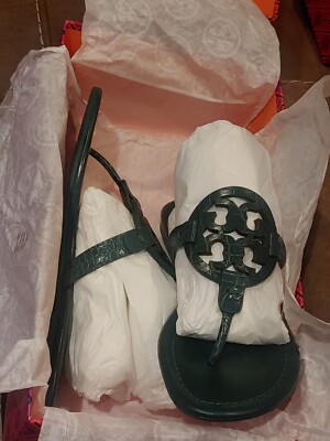 Tory Burch Miller Norwood Green Croco Embossed Leather