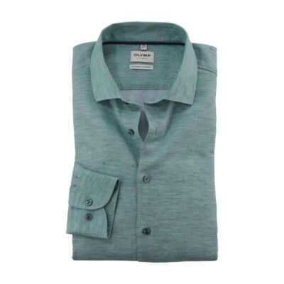 Olymp Level Five Herren Leinenhemd garment washed grün 219274 45