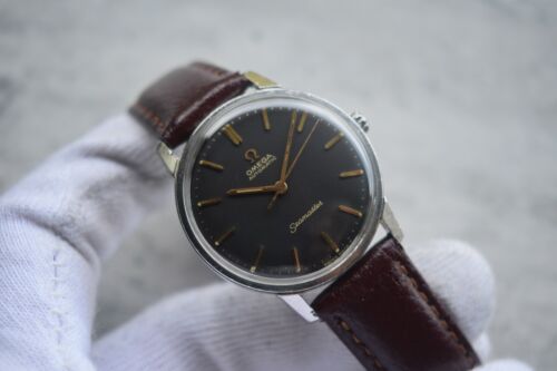 1966 Vintage Omega Seamaster Black Dial Rare Men's Automatic Leather Watch - Picture 12 of 23