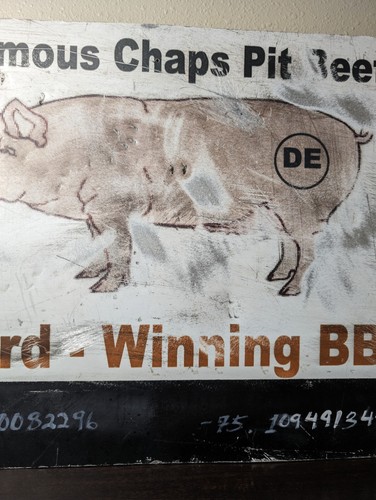Chaps Pit Beef Award Winning BBQ Metal Sign DE Pork Pig Baltimore 24" X 18" - Picture 3 of 12