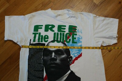 Vintage 90s OJ Simpson Free the Juice White T-Shirt Size Vintage 90s OJ Simpson Free the Juice White T-Shirt Size