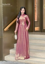 E1 Glamorous Shine Ao Dai Set | Áo Dài Ánh Kim | Traditional Vietnamese Ao Dai