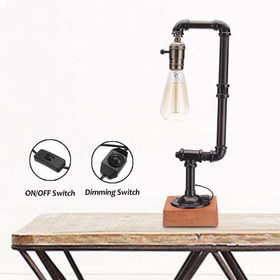Vintage Industrial Retro Desk Table Lamp Steel Pipe Light Fixture