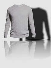 Suéter cuello redondo tejido canasta cachemir gris para hombre Neiman Marcus $450 talla XXL