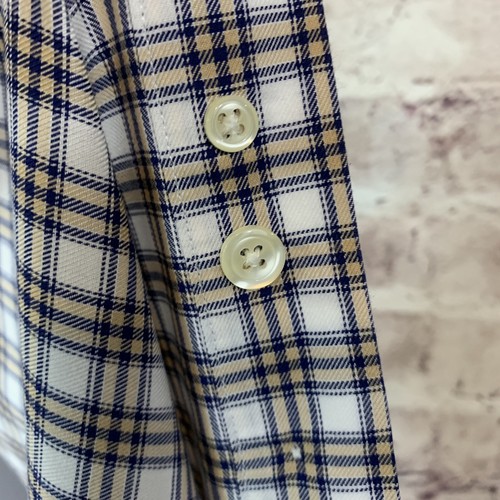 Brooks Brothers Shirt Mens Size Large Tan Blue Check Button Long Sleeve Non Iron - Picture 11 of 12
