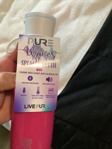 "PURE Waves" 15oz Hot Pink Bluetooth Speaker Water Bottle - New - Picture 7 of 8