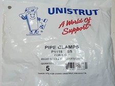 5x Unistrut P1115 P1115SS Stainless Steel 1.5 in Tubing Clamps Made in USA