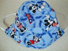 FACE MASK - ADULT - "PATRIOTIC MICKEY  MINNIE" - NEW - REVERSIBLE - HOMEMADE