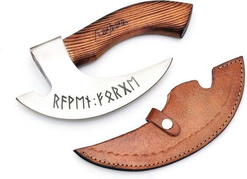 Handmade Custom Viking Pizza Cutter Axe Stainless Steel Blade & Leather Sheath A - Picture 3 of 7