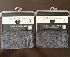 2 PAIR NWT Bobbie Brooks Ladies New YOGA PANTS Gray Fold Over Waistband Medium
