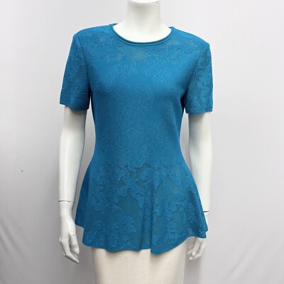 Exclusive John Long Top With Peplum Floral Teal Green Size