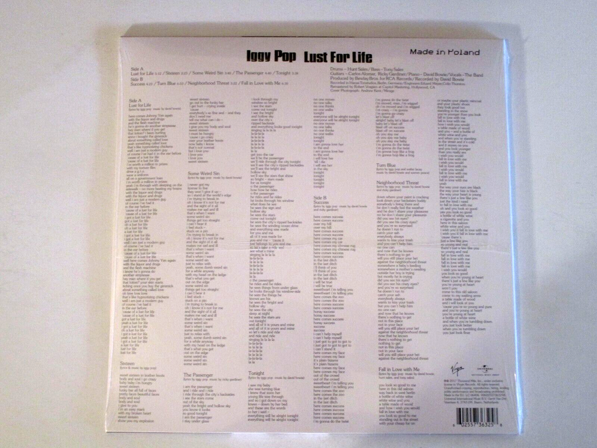 IGGY POP LUST FOR LIFE LP 2017 IMPORT VINYL DAVID BOWIE | eBay